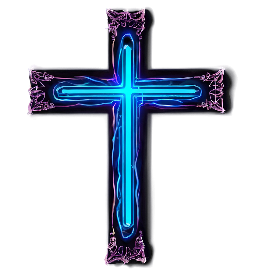 Neon Blue Cross Art Png Cky