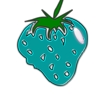 Neon Blue Strawberry Art PNG with transparent background