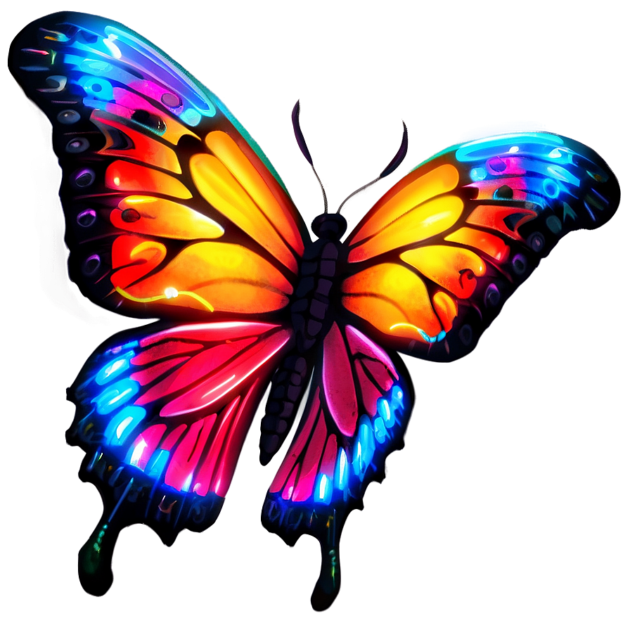 Neon Butterflies Png 05232024