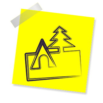 Neon Camping Icon Sticky Note PNG with transparent background