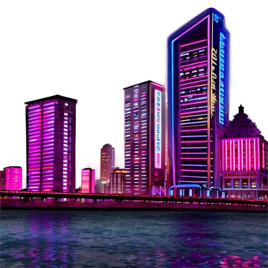 Neon City Skyline PNG 06112024 PNG with transparent background