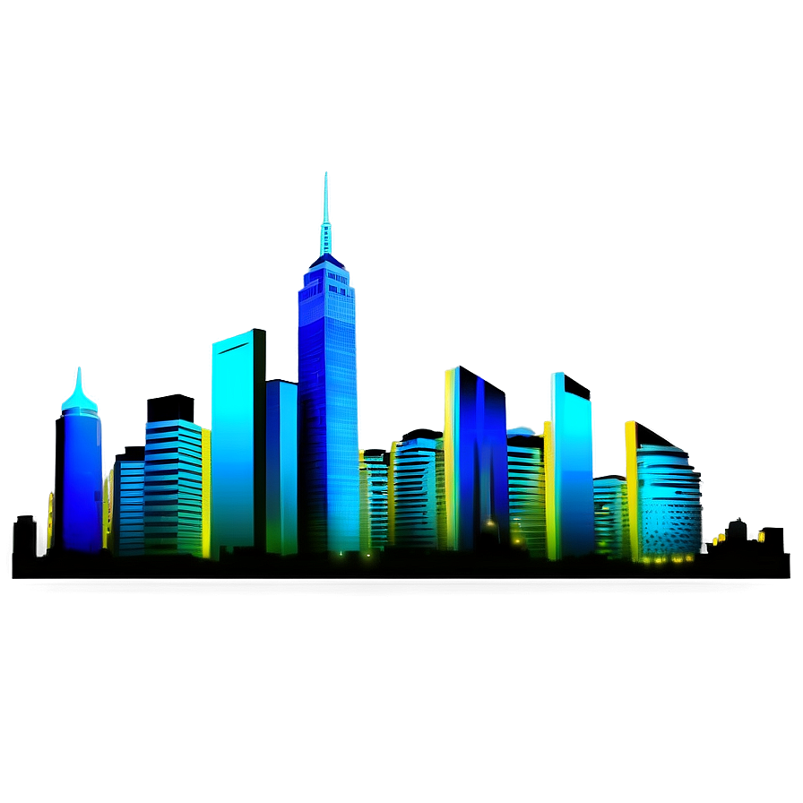 Neon City Skyline PNG 06112024 PNG with transparent background