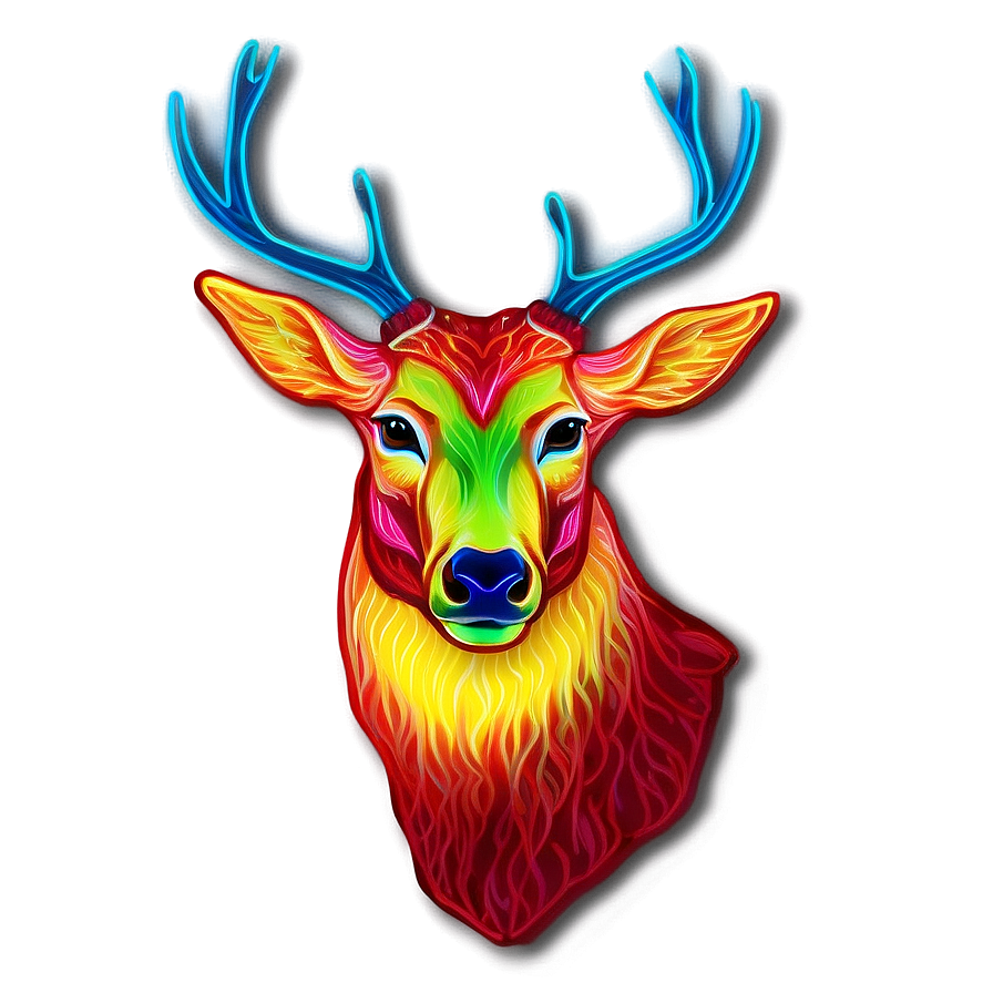 Neon Deer Head Sign Png 06212024