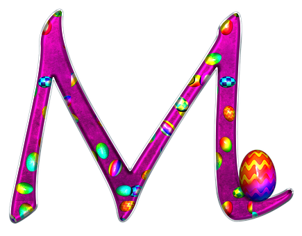 Neon Easter Egg Alphabet M N PNG with transparent background