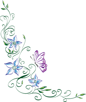 Neon Floral Butterfly Design PNG with transparent background