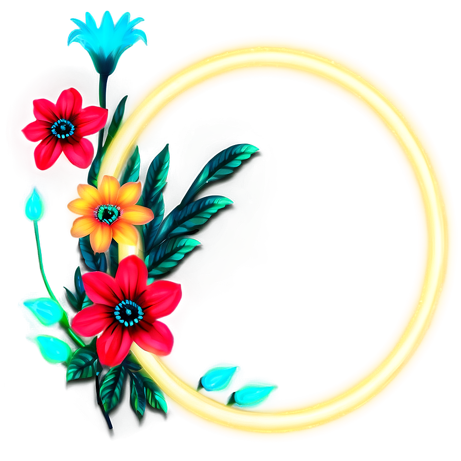 Neon Flower Circle Png 06252024