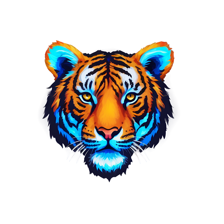 Neon Glow Tiger Face Png Rtr