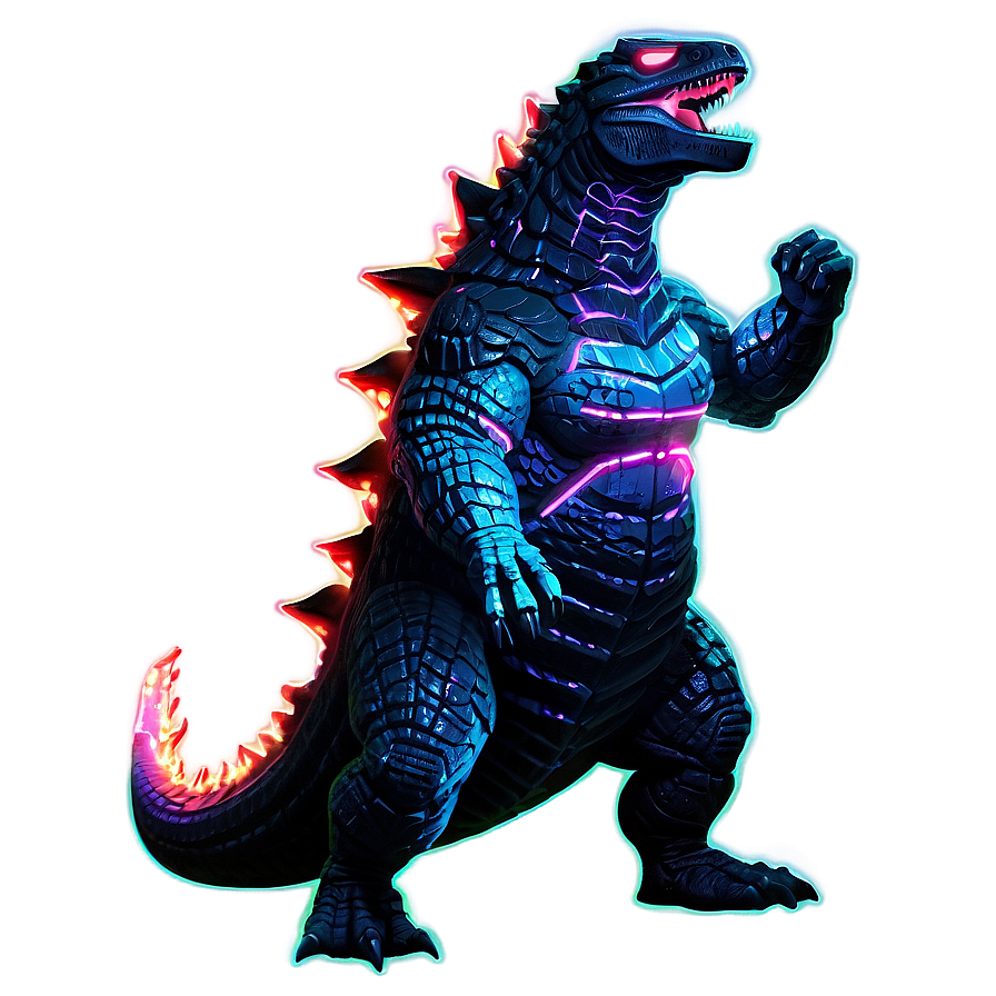 Neon Godzilla Illustration Png Pwf89