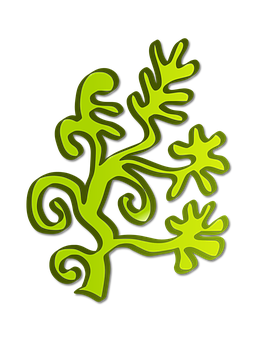 Neon Green Abstract Plant Art PNG with transparent background
