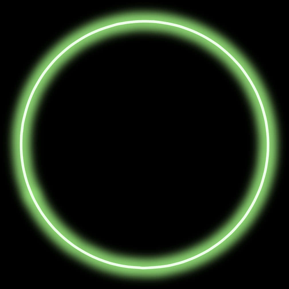 Neon Green Circleon Black Background PNG with transparent background