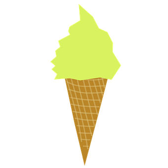 Neon Green Ice Cream Cone PNG with transparent background