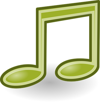 Neon Green Music Note PNG with transparent background