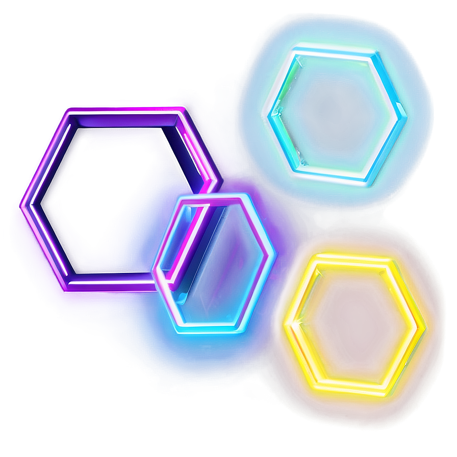 Neon Hexagon Outline PNG orb15 PNG with transparent background