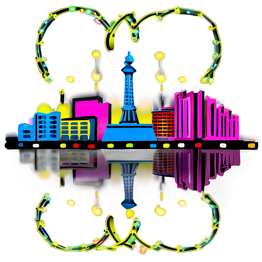 Neon Las Vegas Skyline Png Qft2