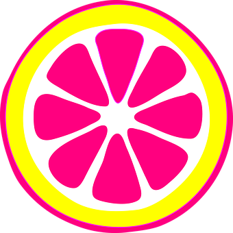 Neon Lemon Slice Graphic PNG with transparent background