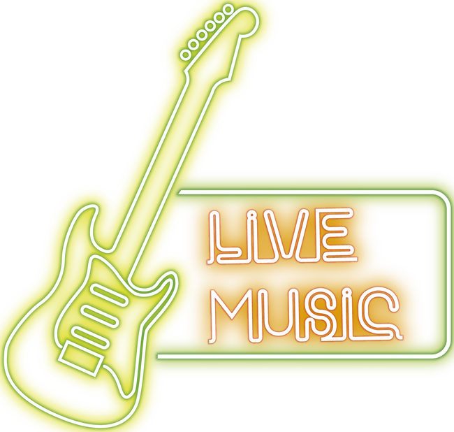 Neon Live Music Sign PNG with transparent background
