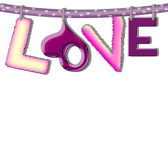 Neon Love Sign Hangingon String PNG with transparent background