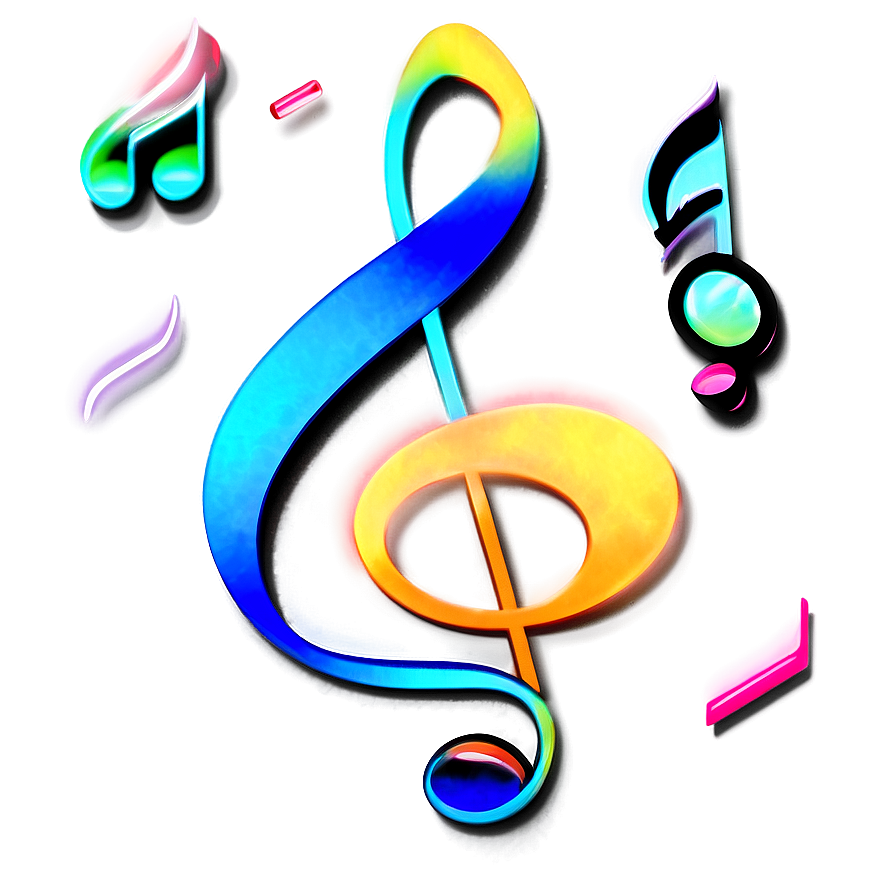Neon Music Notes PNG 06112024 PNG with transparent background