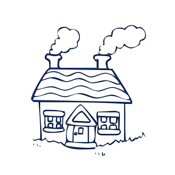 Neon Outline Cottage Illustration PNG with transparent background