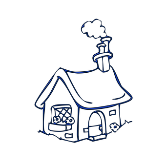 Neon Outline Cottage Illustration PNG with transparent background