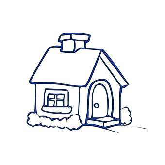 Neon Outline Cottage Illustration PNG with transparent background