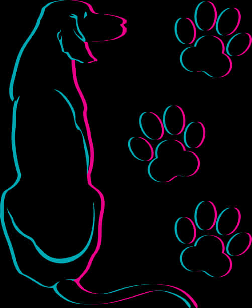 Neon_ Outline_ Dog_and_ Paws