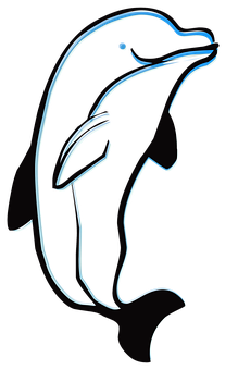 Neon Outline Dolphin Art PNG with transparent background