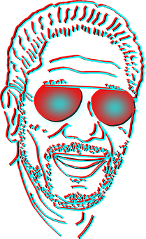 Neon Outline Man Portrait