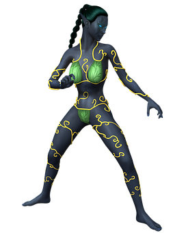 Neon Outlined Fantasy Female Figure