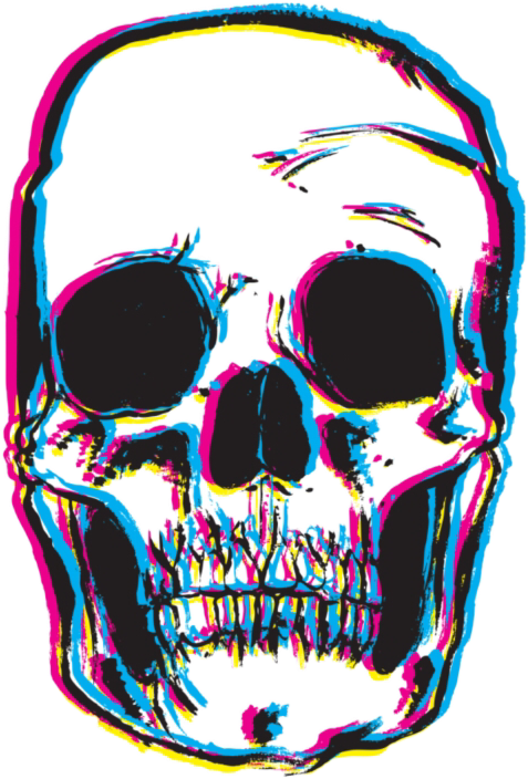 Neon Outlined Skull Art