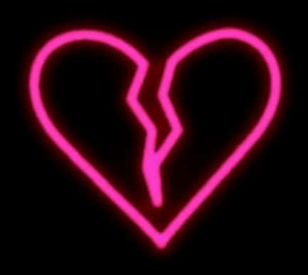 Neon Pink Broken Heart PNG with transparent background