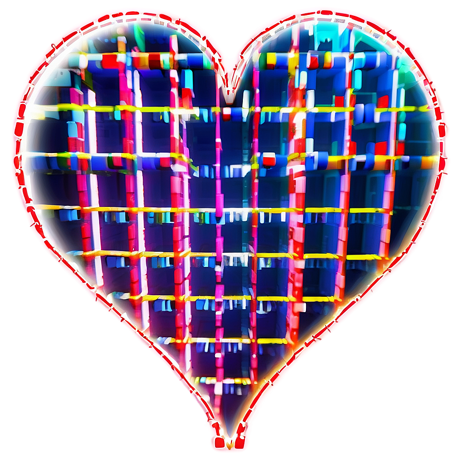 Neon Pixel Heart Png 05252024