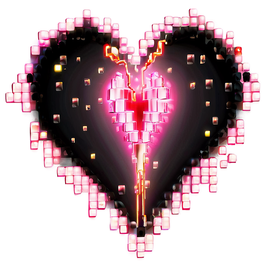 Neon Pixel Heart Png 05252024