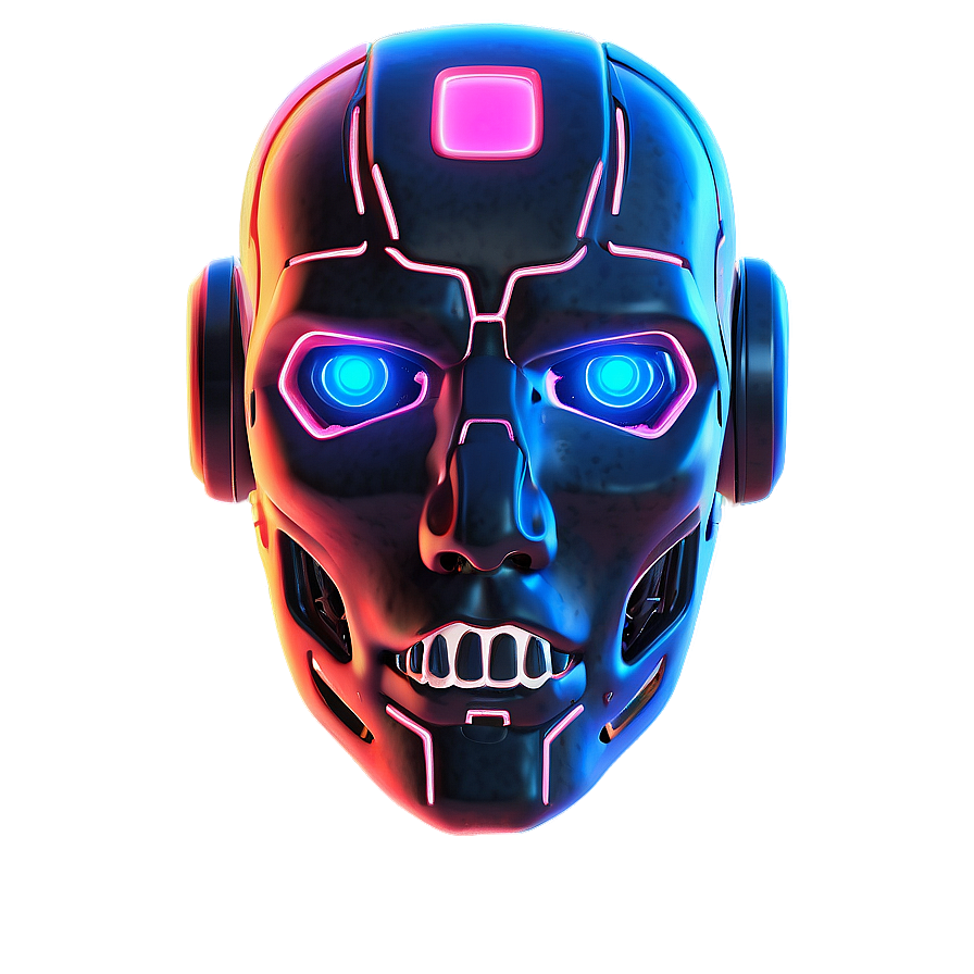 Neon Robot Head Png 06212024