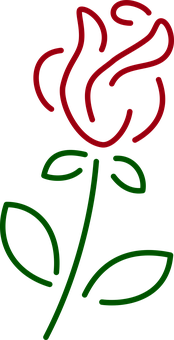 Neon Rose Outline Art PNG with transparent background