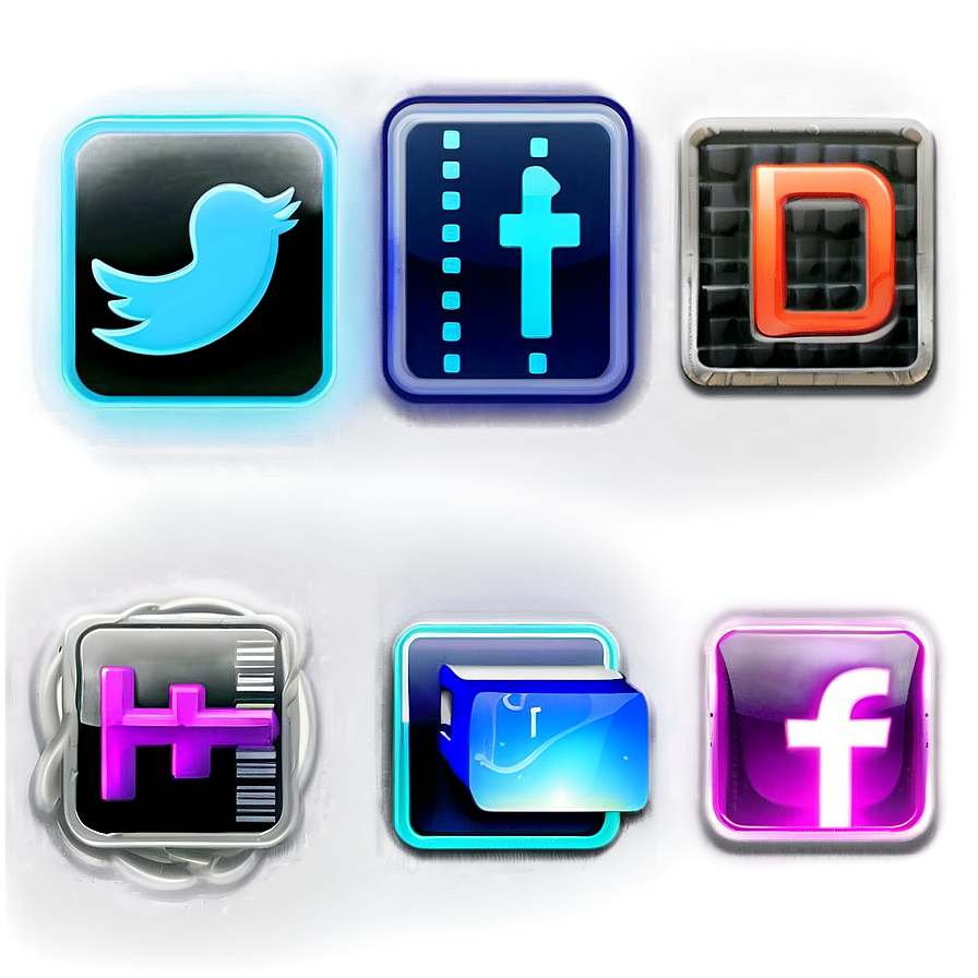 Neon Social Media Icons PNG 06112024 PNG with transparent background