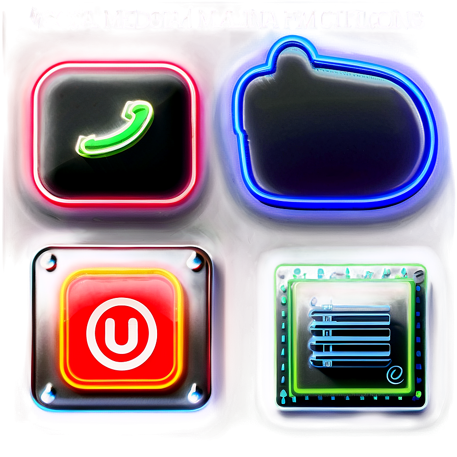 Neon Social Media Icons PNG biq PNG with transparent background