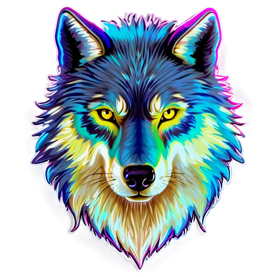 Neon Wolf Face Graphic Png Qbs20