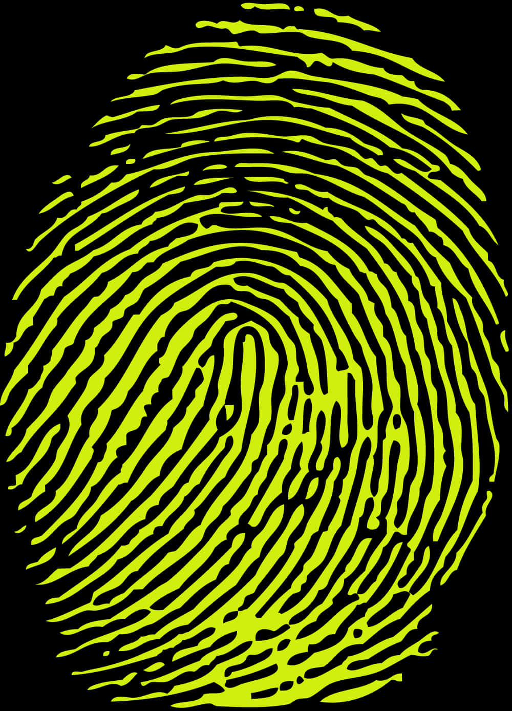 Neon Yellow Fingerprint Graphic PNG with transparent background