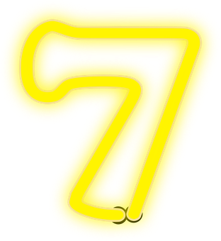 Neon Yellow Number Seven PNG with transparent background