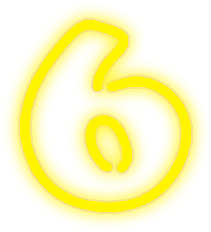 Neon Yellow Number Six PNG with transparent background
