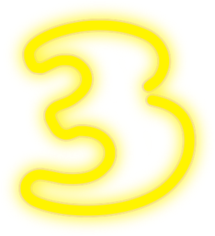 Neon Yellow Number Three PNG with transparent background