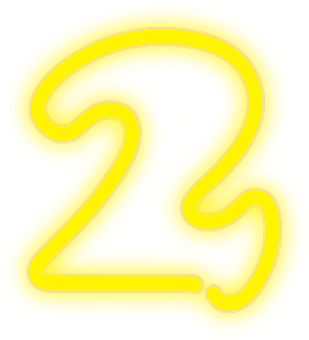 Neon Yellow Number Two PNG with transparent background