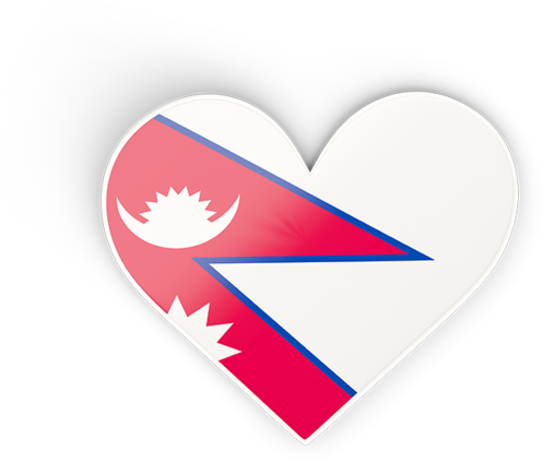 Nepal Flag Heart Shaped Graphic