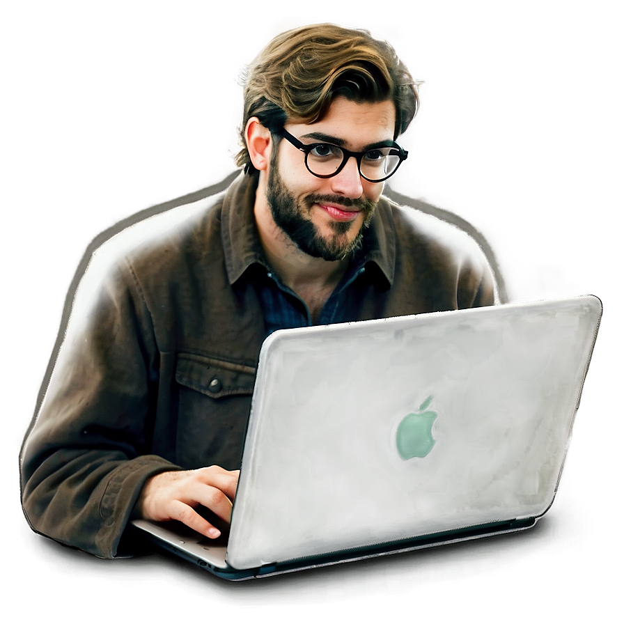 Nerd With Laptop PNG 05232024 PNG with transparent background