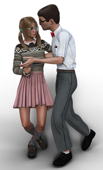 Nerdy Couple First Kiss PNG with transparent background