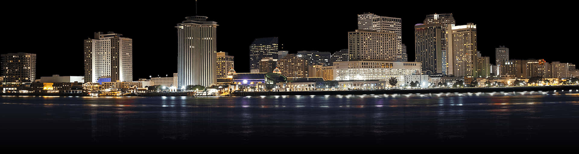 New Orleans Skylineat Night PNG with transparent background