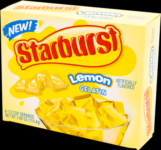 New Starburst Lemon Gelatin Box PNG image with a transparent background, free high-resolution download