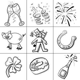 New Year Fireworks Icon Set PNG with transparent background