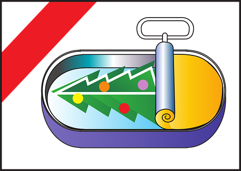 New Year Party Sardine Tin Concept PNG with transparent background